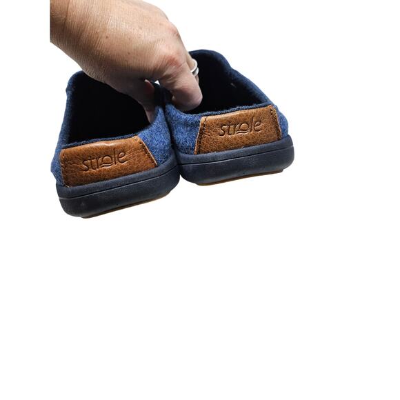 NEW Strole 11 heather Navy Blue Scuff Mule Slipper Wool Blend Comfort Casual